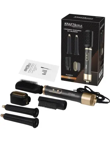 Ondulator/Uscator de par 2 in 1, Kraft&Dele, 1400W, 5 accesorii, KD4397