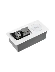 Priza de mobilier Avaro Plus, 1x Schuko, USB A+C, incarcare inductiva 5W, cablu 1,5 m, alba