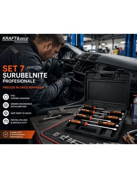 Set surubelnite 7 piese drepte/cruce, Kraft&Dele, KD10899