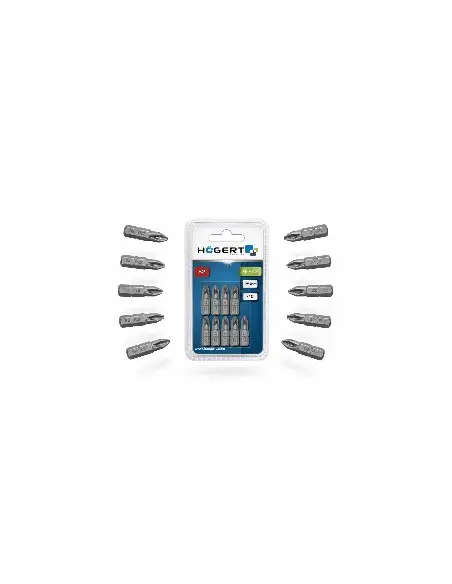 Set 10 biti de surubelnita, Hogert, PZ2, 25 mm, otel S2, HT1S317