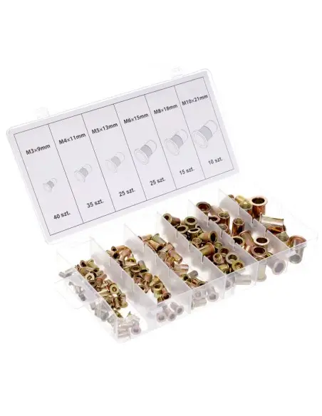 Set piulite nituibile din otel Kraft&Dele, M3-M10, 150 bucati, organizator inclus, KD12676