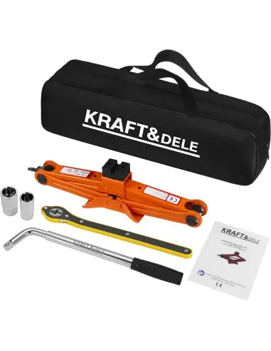 Cric trapezoidal Kraft&Dele, 2 tone, cursa 120-420 mm, set complet cu geanta, KD3526