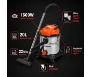 Aspirator umed uscat Kraft&Dele KD5178 | 20L | 1600W HEPA