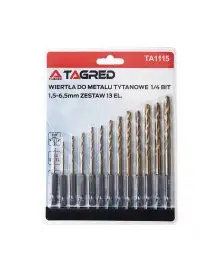 TA1115- Set 13 burghie din titan 1/4", dimensiuni 1,5-6,5 mm Tagred