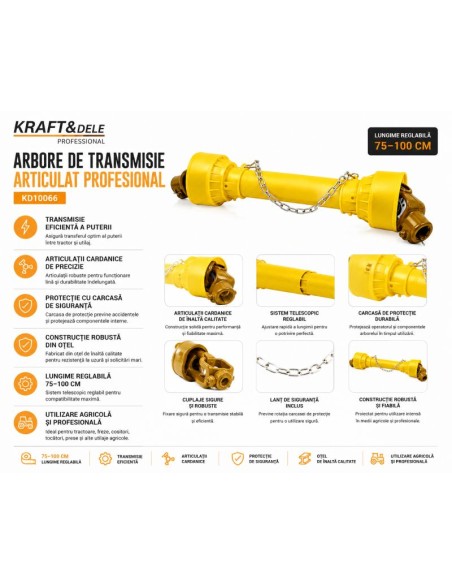 Arbore de transmisie articulat, Kraft&Dele, 75-100 cm, KD10066 Arbore de transmisie articulat, Kraft&Dele, 75-100 cm, KD10066