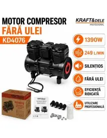 Motor compresor aer fara ulei, Kraft&Dele, 1390W, 249 l/min, KD4076