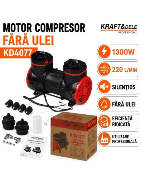 Motor pentru compresor aer fara ulei, Kraft&Dele, 1300W 220 l/min, KD4077 Motor pentru compresor aer fara ulei, Kraft&Dele, 1300W 220 l/min, KD4077