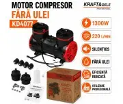 Motor pentru compresor aer fara ulei, Kraft&Dele, 1300W 220 l/min, KD4077