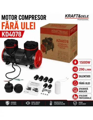 Motor 1500W pentru compresor fara ulei, Kraft&Dele, 290 l/min, KD4078