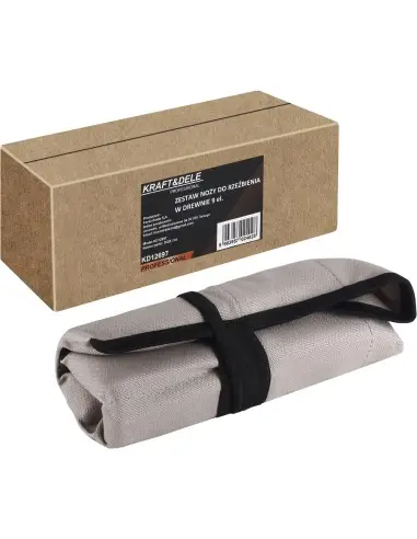 Set 9 piese pentru sculptat lemn, Kraft&Dele, cu husa, KD12697