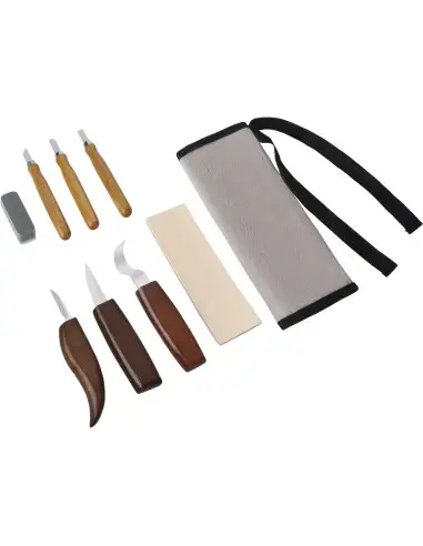 Set 9 piese pentru sculptat lemn, Kraft&Dele, cu husa, KD12697