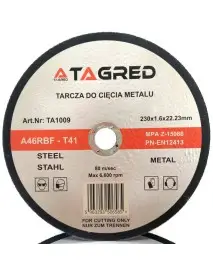 TA1009 - Disc circular pentru taierea metalelor si otelului Slim RBF 230x1.6 mm Tagred