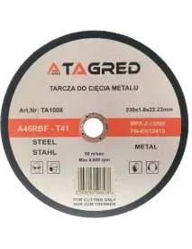 TA1008-Disc circular pentru taierea metalelor si otelului Slim RBF 230x1.8 mm Tagred TAGRED Professional - Cuttere si lame