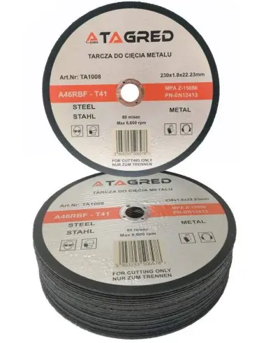 TA1008-Disc circular pentru taierea metalelor si otelului Slim RBF 230x1.8 mm Tagred TAGRED Professional - Cuttere si lame