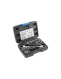 Cheie inelara cu clichet si set tubulare, Hogert, 11 piese, 8-19mm, HT1R490