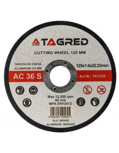 TA1129-Disc circular pentru taierea metalului, aluminiu si alama 125x1.6 mm Tagred