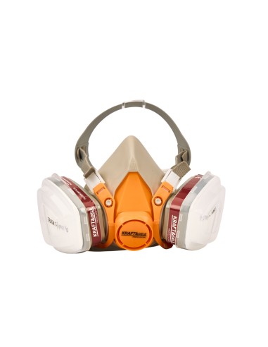 Sete echipament protectie vopsitor, masca de vopsitorie + filtru+ manusi din nitril portocalii