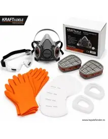 Kit protectie ochelari + semimasca carbon + manusi nitril , EN 143, Kraft&Dele KD10032