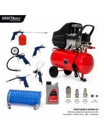 Pachet Compresor aer 24L, 8 bar, kit accesorii, conectori rapizi, ulei 1L