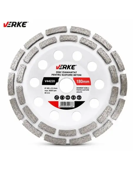 Disc diamantat beton 180mm, segmente 4mm, 12200 rpm, Verke V44220