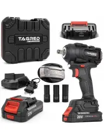 Cheie impact fara perii 600Nm, 2 baterii 20V 2Ah, 3 trepte, valiza, Tagred TA8012