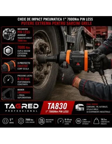 Cheie pneumatica impact 1" 7000Nm PIN...