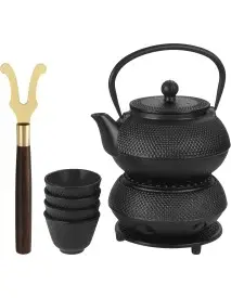Set ceai din fonta cu ceanic, Kraft&Dele, 4 cesti si infuzor, KD4271