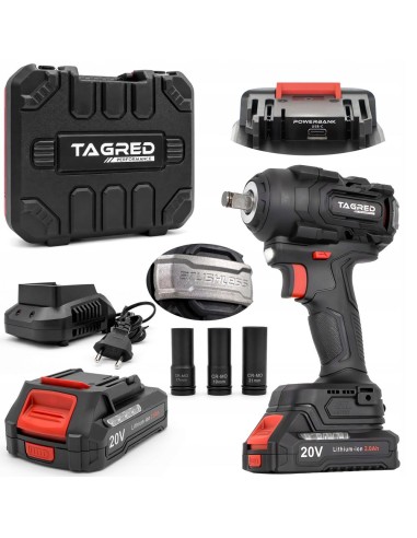 Cheie de impact 600 Nm cu acumulator 20V, TAGRED, 2 baterii, TA8012 Cheie de impact 600 Nm cu acumulator 20V, TAGRED, 2 baterii, TA8012