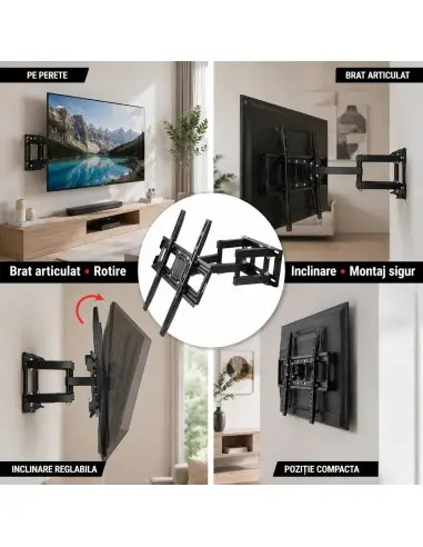 Suport TV pivotant 32-65 inch, Kraft&Dele, 40 kg, brat dublu, KD5969 Suport TV pivotant 32-65 inch, Kraft&Dele, 40 kg, brat dublu, KD5969