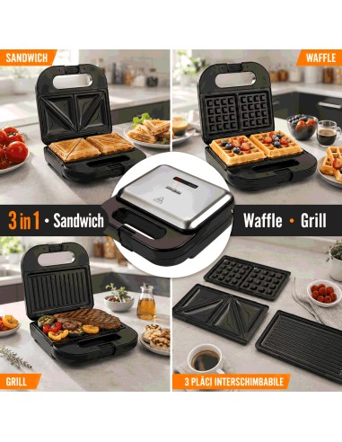 Aparat electric 3 in 1, Kraft&Dele, 1500 W, sandwich, gofre si grill, KD4401 Aparat electric 3 in 1, Kraft&Dele, 1500 W, sandwich, gofre si grill, KD4401