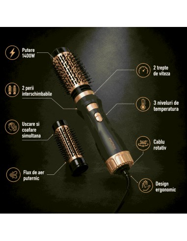 Ondulator si uscator de par, Kraft&Dele, 1400 W, 2 trepte temperatura, 2 perii rotative, KD4396 Ondulator si uscator de par, Kraft&Dele, 1400 W, 2 trepte temperatura, 2 perii rotative, KD4396