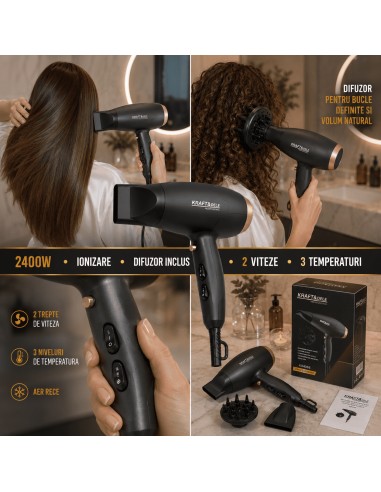 Uscator de par 2400 W, Kraft&Dele, difuzor, Cool Shot, KD4386 Uscator de par 2400 W, Kraft&Dele, difuzor, Cool Shot, KD4386