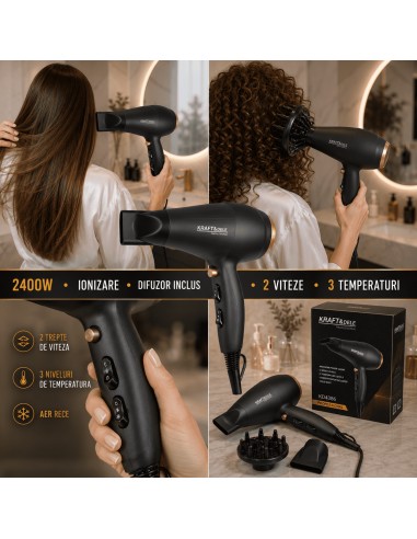 Uscator de par cu accesorii, Kraft&Dele, 2400 W, difuzor, concentrator, KD4385 Uscator de par cu accesorii, Kraft&Dele, 2400 W, difuzor, concentrator, KD4385