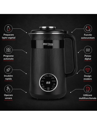 Aparat pentru lapte vegetal, Kraft&Dele, incalzire 1000 W, mixare 250 W, KD4313