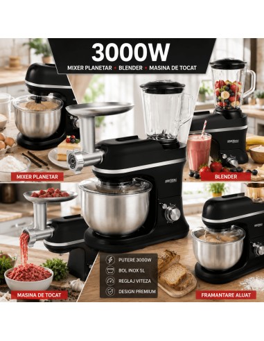 Robot multifunctional 3000W, Kraft&Dele, bol 5L, blender si masina de tocat, KD4227 Robot multifunctional 3000W, Kraft&Dele, bol 5L, blender si masina de tocat, KD4227