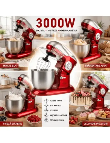 Robot de bucatarie cu10 viteze, bol 6.5L, Kraft&Dele, 3000W, KD4226