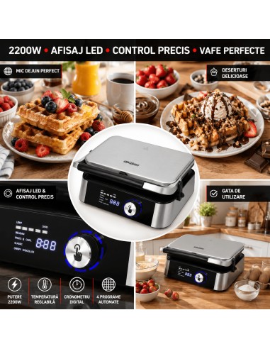 Aparat de vafe 2200W, Kraft&Dele, afisaj LED, 4 vafe, KD4204 Aparat de vafe 2200W, Kraft&Dele, afisaj LED, 4 vafe, KD4204