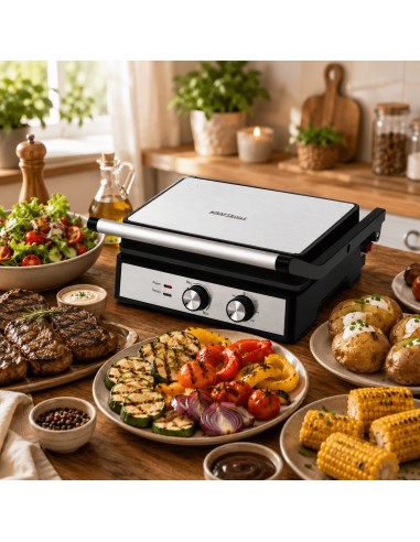 Gratar electric 2400W, Kraft&Dele, deschidere 180°, termostat, KD4201