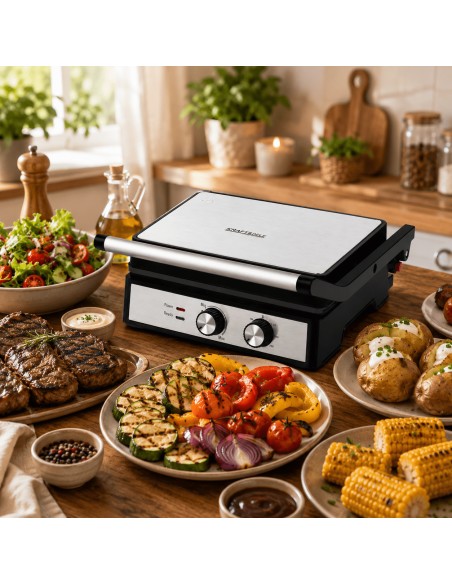 Gratar electric 2400W, Kraft&Dele, deschidere 180°, termostat, KD4201
