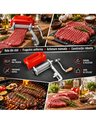 Masina de fragezit carne, Kraft&Dele, fonta galvanizata, role cu tepi, KD4193 Masina de fragezit carne, Kraft&Dele, fonta galvanizata, role cu tepi, KD4193