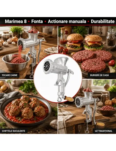 Masina de tocat carne manuala nr. 8, Kraft&Dele, fonta galvanizata, KD4191