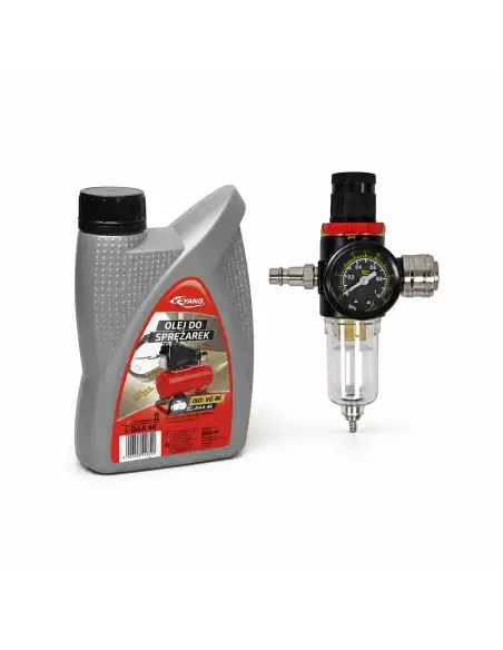Pachet intretinere compresor, Kraft&Dele, Ulei compresor cu piston 1L NR853 + Regulator presiune 1/4" KD1497 Pachet intretinere compresor, Kraft&Dele, Ulei compresor cu piston 1L NR853 + Regulator presiune 1/4" KD1497