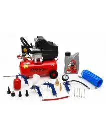 Pachet compresor de aer 24L 2.8 Kw, Kraft&Dele, kit pneumatic 18 piese si ulei 1L, KD400-1