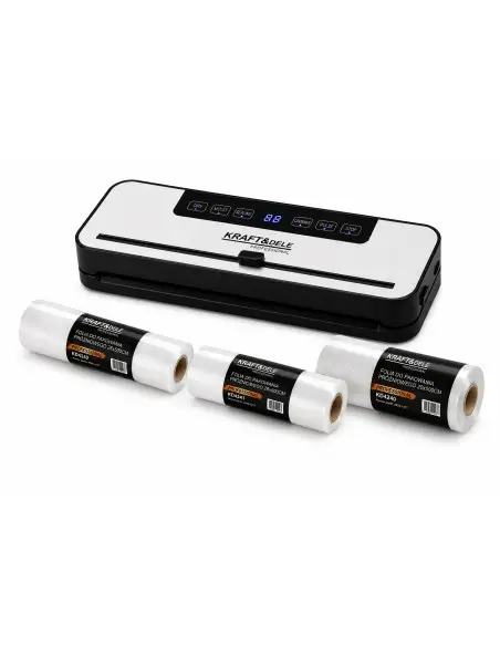 Aparat pentru vidat alimente 30 cm cu 3 folii incluse, Kraft&Dele, 150W, -70 kPa, TOP42343 Aparat pentru vidat alimente 30 cm cu 3 folii incluse, Kraft&Dele, 150W, -70 kPa, TOP42343