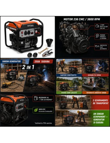 Generator invertor sudura 5800W 250A,... Generator invertor sudura 5800W 250A,...