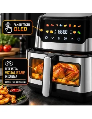 Friteuza cu aer cald 9 litri, 1700W,... Friteuza cu aer cald 9 litri, 1700W,...