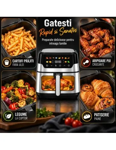 Friteuza cu aer cald 9 litri, 1700W,... Friteuza cu aer cald 9 litri, 1700W,...