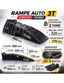 Rampe auto 3 tone set 2 bucati, 900x320x220mm, antiderapante, opritor 50mm, Kraft&Dele TD1987