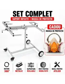 Pachet complet vopsitorie auto, Kraft&Dele, semimasca cu filtre+suport reglabil mobil, TD35833