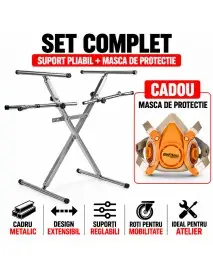 Pachet pentru vopsire auto, Kraft&Dele, suport reglabil tip X + masca cu filtru, TD35873